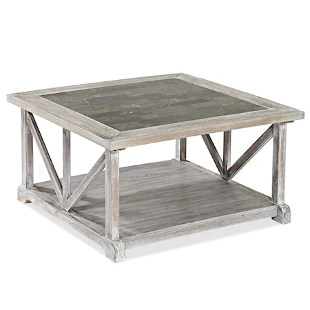 Square Cocktail Table with Distressed Finish